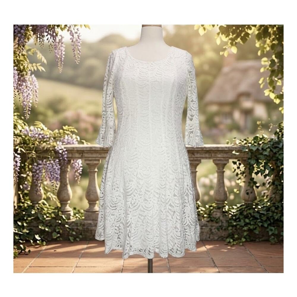 Y2K Fairycore White Lace Dress Size 8 Vintage Rabbit Rabbit Rabbit Designs